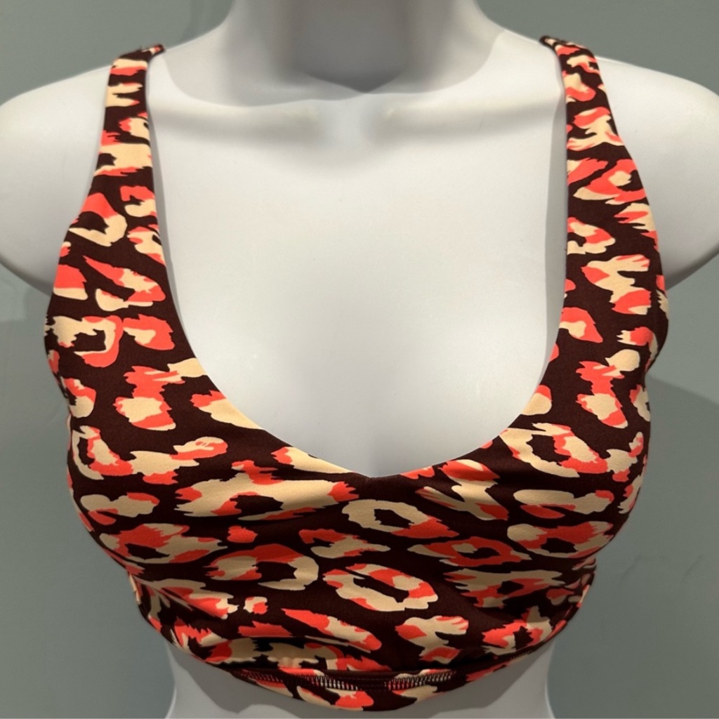Aerie Offline Goals Plunge Sports Bra Maplewood Print Colorway Small Nwt